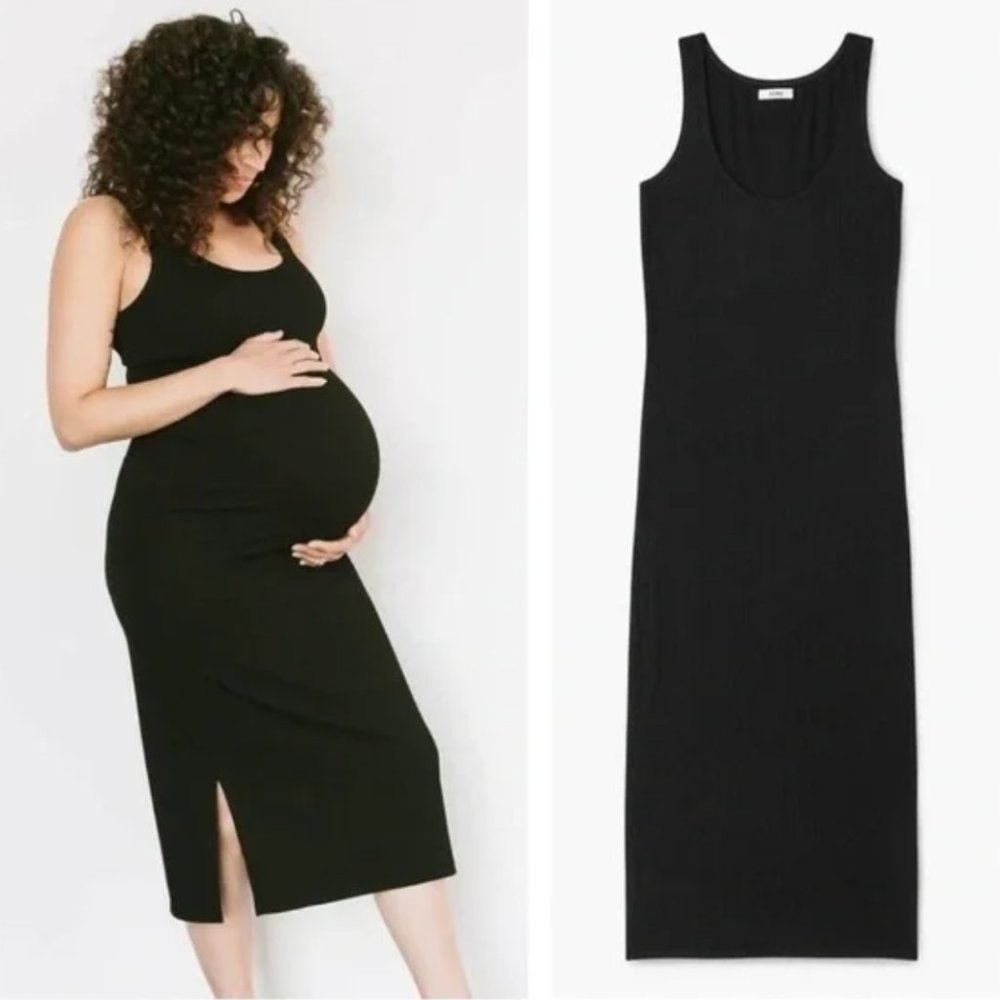 Storq Maternity Black Rib Tank Dress 2